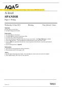 AQA A-level SPANISH Paper 2 Writing Question Paper + Mark scheme [MERGED] June 2023