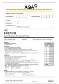 AQA AS FRENCH Paper 1 Listening, Reading and Writing Question Paper + Mark scheme [MERGED] June 2023