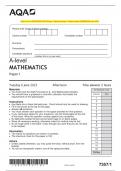 AQA A-level MATHEMATICS Paper 1 Question Paper + Mark scheme [MERGED] June 2023
