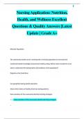Nursing Application: Nutrition,  Health, and Wellness Excellent  Questions & Quality Answers |Latest  Update | Grade A+
