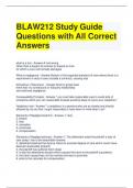 BLAW212 Study Guide Questions with All Correct Answers