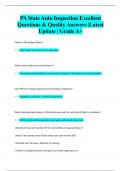 PA State Auto Inspection Excellent  Questions & Quality Answers |Latest  Update | Grade A+