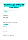 Texas Inspector Study Guide Excellent  Questions & Quality Answers |Latest  Update | Grade A+