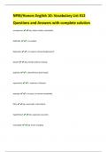 NPIB/Honors English 10: Vocabulary List #12  Questions and Answers with complete solution