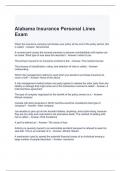 Alabama Insurance Personal Lines Exam Questions and Answers 2024