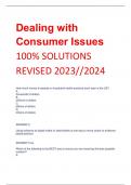 Dealing with Consumer Issues 100% SOLUTIONS REVISED 2023//2024