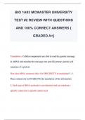 BIO 1A03 MCMASTER UNIVERSITY  TEST #2 REVIEW WITH QUESTIONS  AND 100% CORRECT ANSWERS {  GRADED A+} 