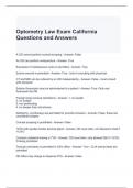 Optometry Law Exam California Questions and Answers 2024