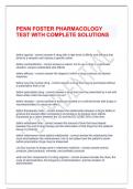 PENN FOSTER PHARMACOLOGY TEST WITH COMPLETE SOLUTIONS