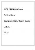 HESI LPN EXIT EXAM CRITICAL CARE COMPREHENSIVE EXAM GUIDE Q & A 2024