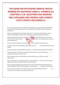 TEST BANK FOR PSYCHIATRIC-MENTAL HEALTH NURSING 9TH EDITION BY SHEILA L. VIDEBECK ALL CHAPTERS (1-24)  QUESTIONS AND ANSWERS WELL EXPLAINED AND VERIFIED 100% CORRECT LATEST UPDATE 2024 GRADE A+