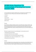 NCSBN Nclex Questions For Fundamentals of Nursing And Correct Answers 2024.