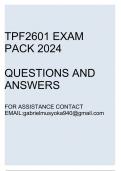 TPF2601 Exam pack 2024(Questions and answers)