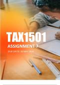 TAX1501 Assignment 7 Due 30 May 2024