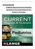 TEST BANK For CURRENT Diagnosis & Treatment Pediatrics, 26th Edition by Maya Bunik; William W. Hay, Verified Chapters 1 - 46, Complete Newest Version