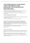 AEPA PROFESSIONAL KNOWLEDGE - EARLY CHILDHOOD AZT093 QUESTIONS AND ANSWERS WITH SOLUTIONS 2024