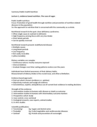 Summary Public Health Nutrition