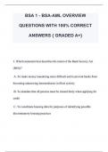 BSA 1 - BSA-AML OVERVIEW  QUESTIONS WITH 100% CORRECT  ANSWERS { GRADED A+}