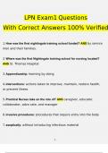  LPN Exam1 Questions With Correct Answers 100% Verified