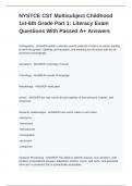 NYSTCE CST Multisubject Childhood 1st-6th Grade Part 1: Literacy Exam Questions With Passed A+ Answers
