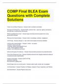 COMP Final BLEA Exam Questions with Complete Solutions