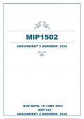 MIP1502 ASSIGNMENT 2 ANSWERS 2024 Due date: 10 June 2024