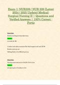 Exam 1: NUR209 / NUR 209 (Latest 2024 / 2025 Update) Medical-Surgical Nursing II | Questions and Verified Answers | 100% Correct - Fortis