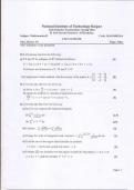 National Institute Of Technology Raipur, India , Mathematics -II , Questions with solutions 