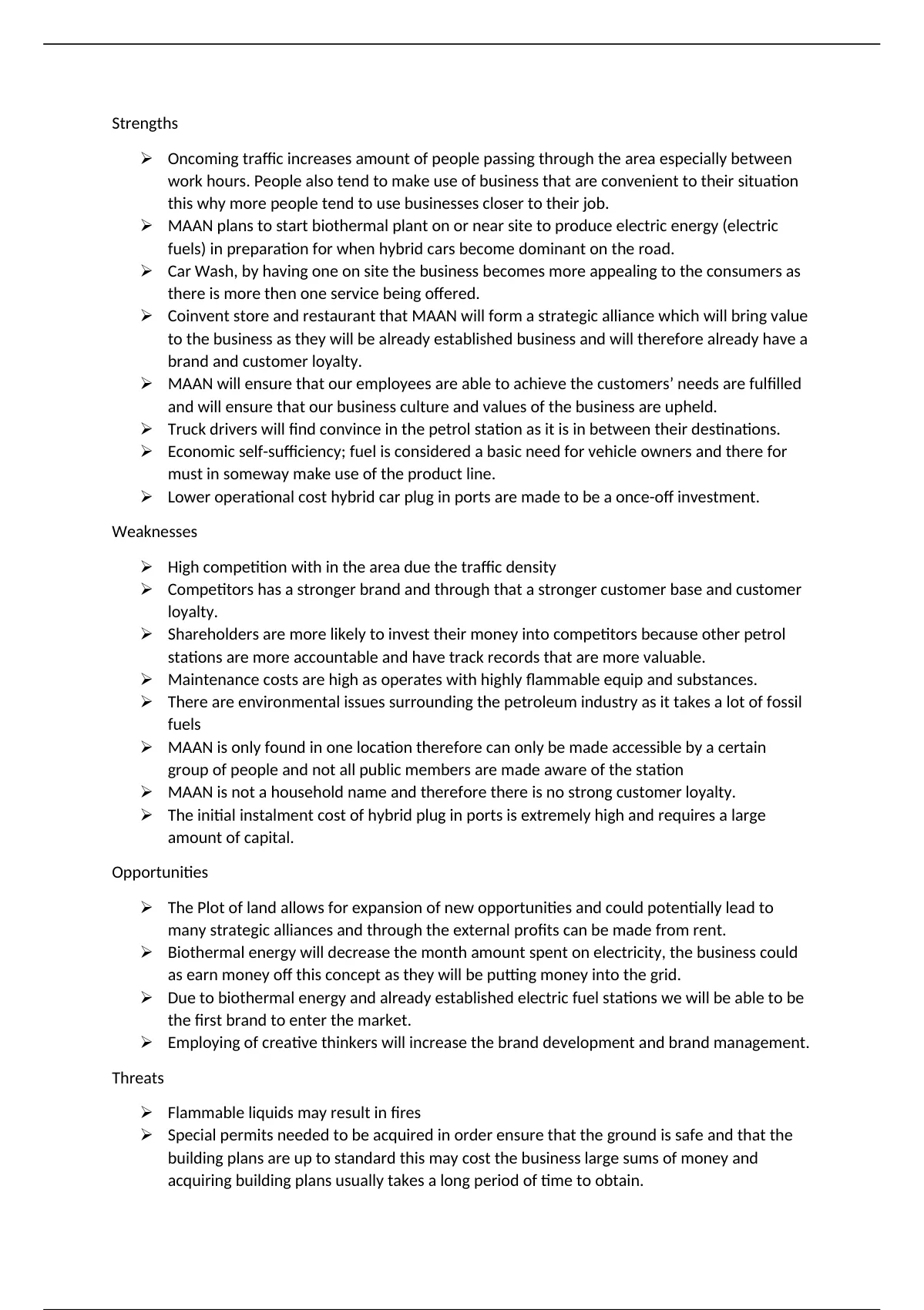 Summary SWOT analysis of a Petrol Station - Business - Stuvia SA