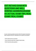 EXIT RETAKE EXAM WITH  QUESTIONS AND WELL  VERIFIED ANSWERS[GRADED  A+] ACTUAL EXAM 100% REAL  EXAM!! REAL EXAM!!!