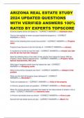 ARIZONA REAL ESTATE STUDY 2024 UPDATED QUESTIONS WITH VERIFIED ANSWERS 100% RATED BY EXPERTS TOPSCORE