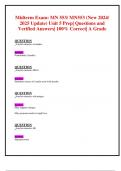 Midterm Exam: MN 553/ MN553 (New 2024/ 2025 Update) Unit 5 Prep| Questions and  Verified Answers| 100% Correct| A Grade  