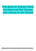 Test Bank for Williams Basic Nutrition and Diet Therapy 16th Edition by Nix William Latest Version.