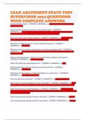 LEAD ABATEMENT STATE TEST SUPERVISOR 2024 QUESTIONS WITH COMPLETE ANSWERS  