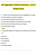 ACI Aggregate Testing Technician Level 1Written Exam Questions and Answers (2024 / 2025) Updated Latest (Verified Answers)