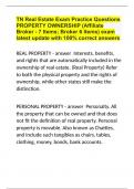 TN Real Estate Exam Practice Questions PROPERTY OWNERSHIP (Affiliate Broker - 7 Items; Broker 6 Items) exam latest update with 100% correct answers