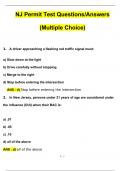 NJ Permit Test Questions & Answers (Multiple Choice) Updated 2024 Questions and Answers 2024 / 2025 (Verified Answers by Expert)