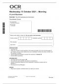 OCR A Level Business H431/02 The UK business environment  June 2024 Exam Question Paper with Authentic Marking Scheme Attached