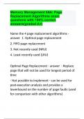 Memory Management 5&6 Page Replacement Algorithms exam questions with 100% correct answers