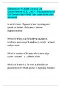 Edmentum PLATO Course US Government v3.0, Unit 1 Foundations of US Democracy Post Test questions and answers