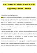 WGU D096D169 Essential Practices for Supporting Diverse Learners Questions and Answers 2024 / 2025 (Verified Answers by Expert)