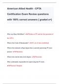 American Allied Health - CPTA  Certification Exam Review questions  with 100% correct answers { graded a+} 