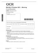 OCR  A Level Economics H460/01 Microeconomics June 2024 Exam Question Paper with Authentic Marking Scheme Attached