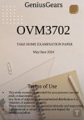 OVM3702 May june 2024 TAKE HOME EXAMINATION PAPER