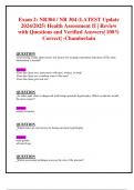 Exam 2: NR304 / NR 304 (LATEST Update 2024/2025) Health Assessment II | Review  with Questions and Verified Answers| 100% Correct| -Chamberlain 