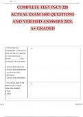 COMPLETE TEST PSCY 228 ACTUAL EXAM 1600 QUESTIONS AND VERIFIED ANSWERS 2024. A+ GRADED