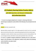 RN Pediatric Nursing Online Practice 2023 A Exam Expected NGN Questions and Answers & Rationales (100% Verified by Expert)