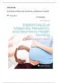Test Bank- Essentials of Maternity, Newborn, and Women's Health 5th Edition ( Susan Ricci, 2020) Latest Edition