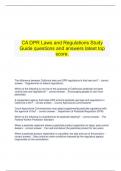  CA DPR Laws and Regulations Study Guide questions and answers latest top score.