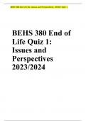 (Answered)BEHS 380 End of Life Quiz 1 PACKAGE DEAL